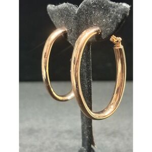 Gold Tone Oval Hoop Earrings Made in Italy